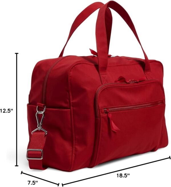Vera Bradley Women's Cotton Weekender Travel Bag, Cardinal Red - Recycled Cotton, One Size - Image 6
