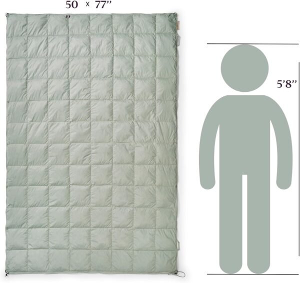 Down Camping Blanket - Warm Puffy Camping Quilt for Cold Weather, Backpacking, Hiking, Beach, Travel Gear - Lightweight Outdoor Packable Blanket Poncho or Throw & Bag - 50x77 - Image 2