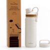 GRANDTIES 2 Lids Sports Stainless Steel Water Bottles – Wide Mouth Vacuum Insulated Reusable Leak Proof BPA-Free Travel Metal Canteen, Thermos Bottles for Men Women Gym (24 oz Ivory White) - Image 6