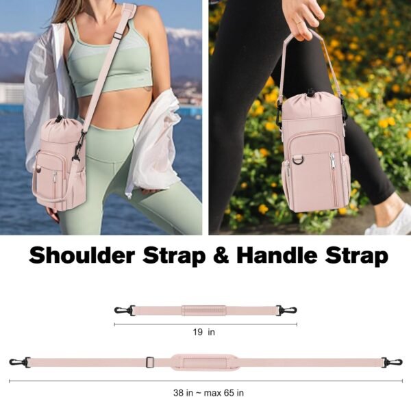 CaseBot Water Bottle Carrier Bag with Shoulder Strap, 32 40 oz Insulated Water Bottle Pouch Holder, Water Bottle Sleeve with Phone Pocket for Walking Hiking Picnic - Image 6