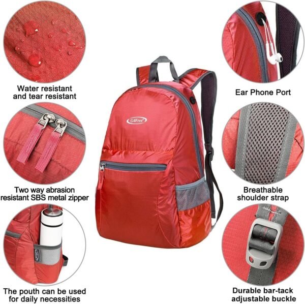 G4Free 20L Lightweight Packable Backpack Travel Hiking Daypack Foldable Backpack for Men Women - Image 5