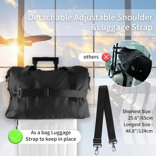 WALNEW Gym Duffel Bag for Women Men, Travel Carry on Weekender Overnight Tote Bags, Lightweight Waterproof Personal Item Bag for Sports, Dance, Workout with Wet Pocket, Black - Image 7