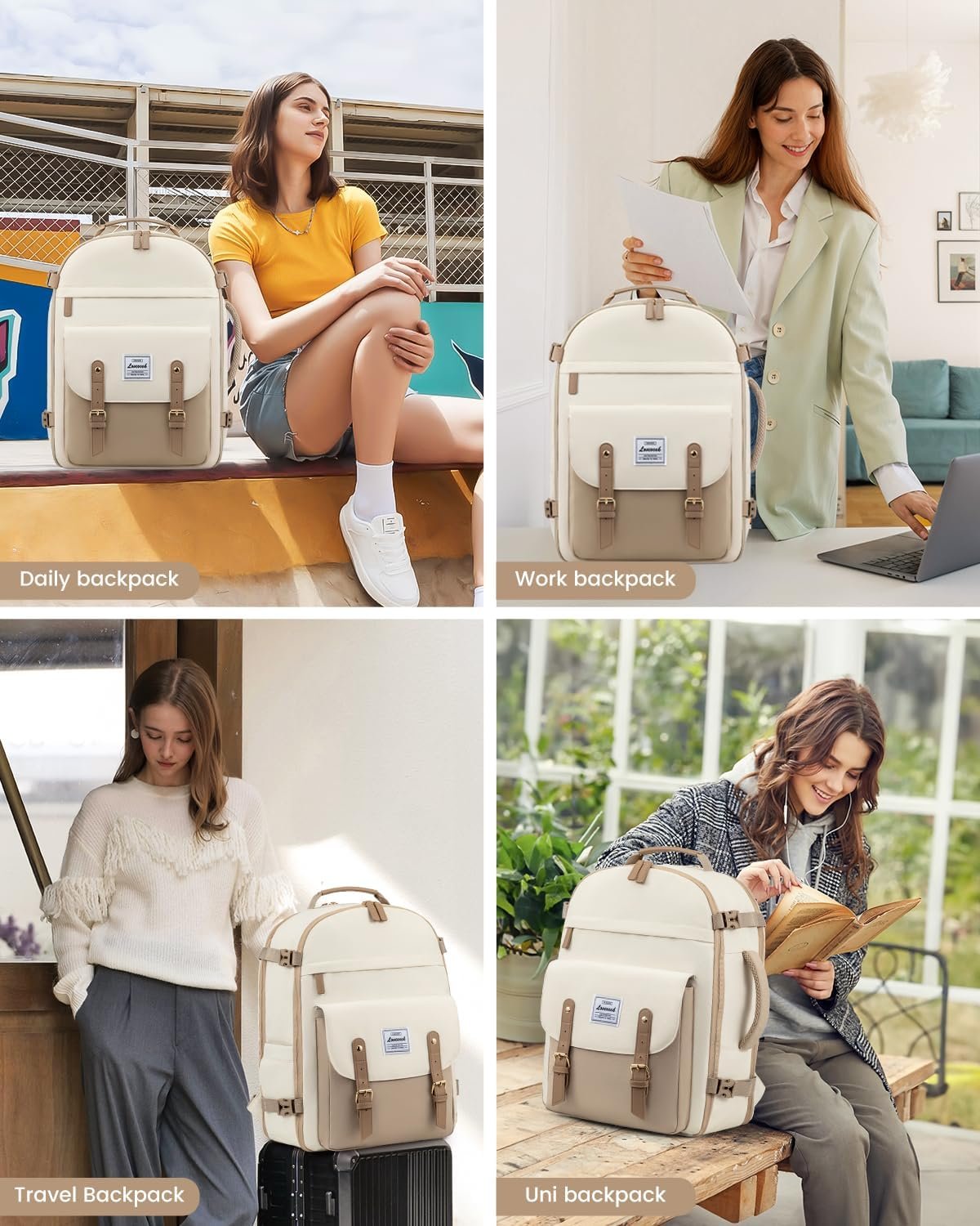 LOVEVOOK Travel Backpack For Women, 40L Large Carry On Backpack Flight Approved, TSA Personal Item Travel Bag Weekender Overnight Daypack, 17 inch Cute Laptop Backpack For College - Image 7