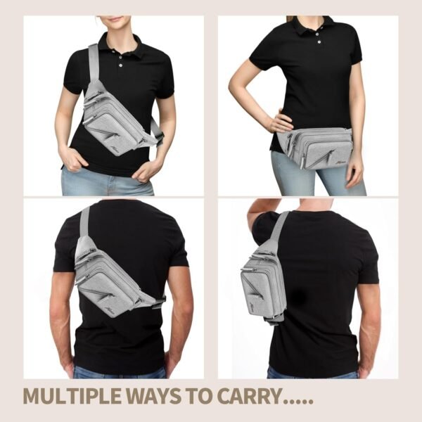 Fanny Pack Waterproof Waist Bag Pack Men Women Hip Bum Bag With Water Bottle Holder Adjustable Strap Suitable For Outdoors Workout Traveling Hiking Cycling Dog Walking Pouch Bag(Grey) - Image 7