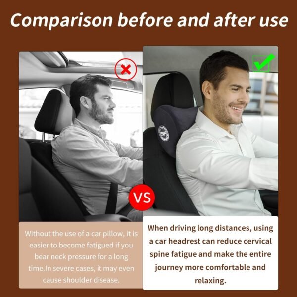 SPRFUFLY 2 Pack Car Headrest Pillow, Extra Soft Car Pillow, 100% Memory Foam Car Neck Pillow for Driving - Universal Fit Travel Car Rest Pillow for Pain Relief While Driving(Comes with 2 Eye Masks) - Image 6