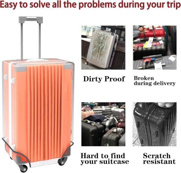 Clear PVC Luggage Cover Protectors 28 Inch Suitcase Cover for Suitcase TSA Approved 26-28Inch (25.98''H x 20.07''L x 12.40''W) - Image 5