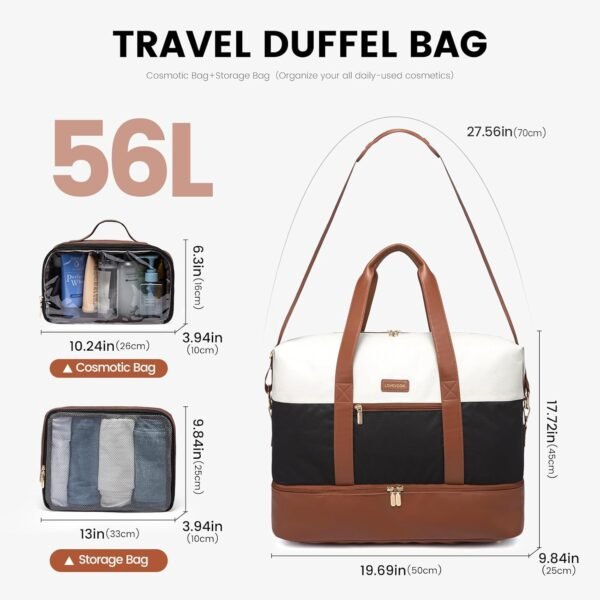 LOVEVOOK Weekender Bag, Large Travel Duffel Bag for Women with 2 Packing Cubes, Carry on Overnight Bag with Shoe Compartment, Mom Hospital Bags for Labor and Delivery - Image 2