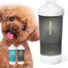 PAWGETHER® Dog Water Bottle with Poop Bag Food Container Shoulder Stap, Built in Bowl No Spill Portable Dog Travel Water Bottle Dispenser (450mL for Water 150mL for Food, Grey)