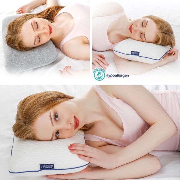 Travel & Camping Comfortable Memory Foam Pillow with Extra Cotton Cover – Easy to Carry Portable Bag (White) - Image 3