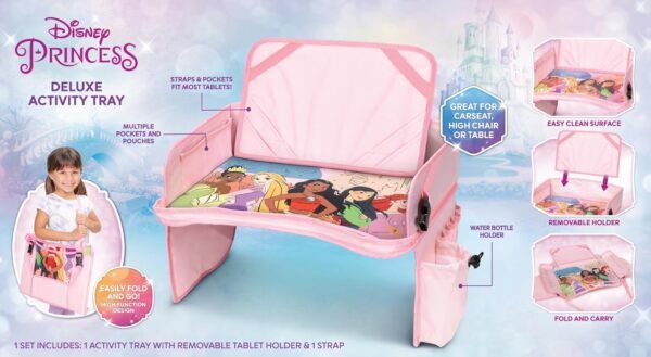Disney Princess Kids Travel Tray for Car, Toddler Car Seat Tray for Travel, Car Trays for Kids Roadtrip Essentials & Activities - Image 9