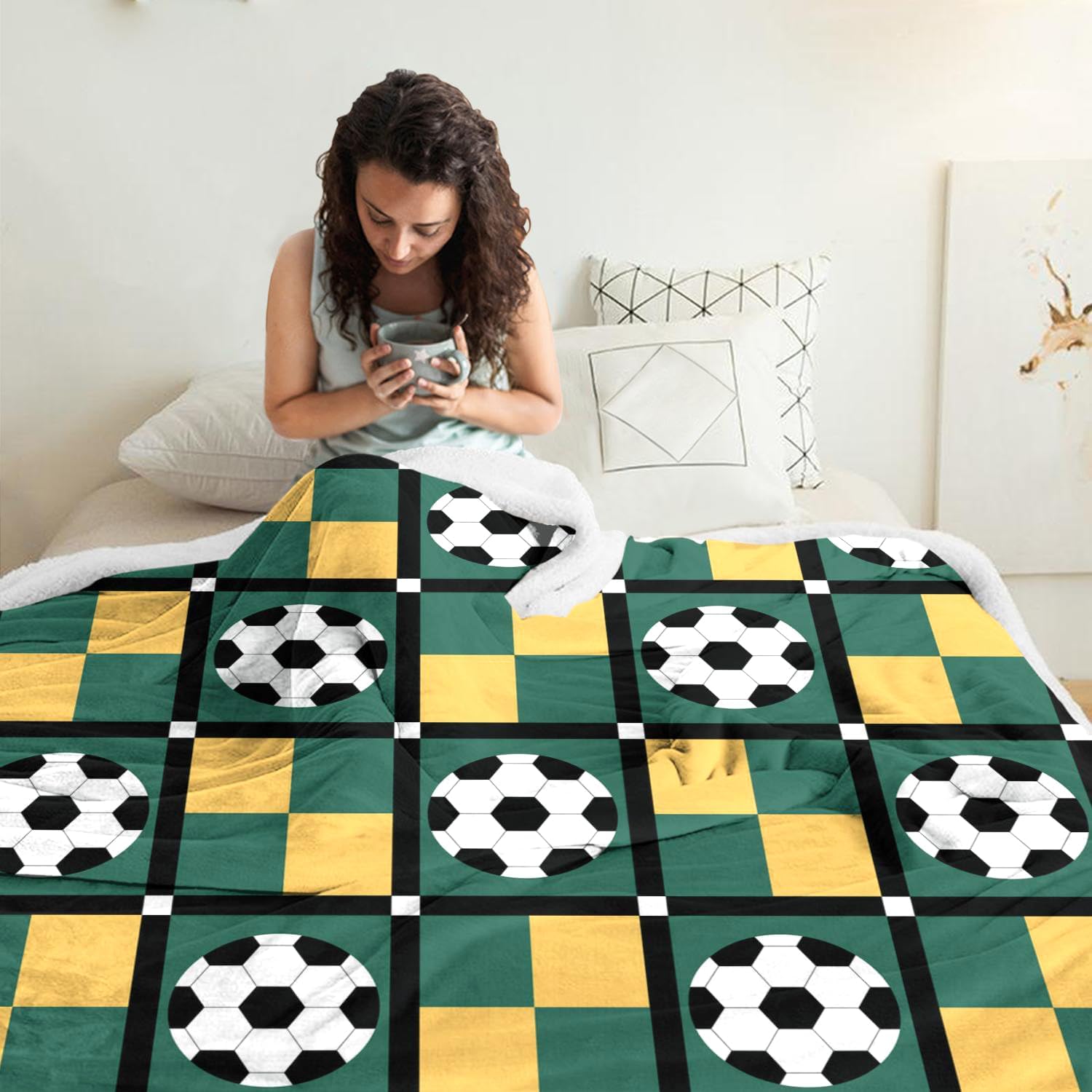 Soccer Blanket Gifts for Boys Girls Soccer Lovers, Green Soccer Throw Blanket Super Soft Travel Bed Sofa Blankets for Sport Fans Kids Adults Player Coach, 50 × 60 inch - Image 3
