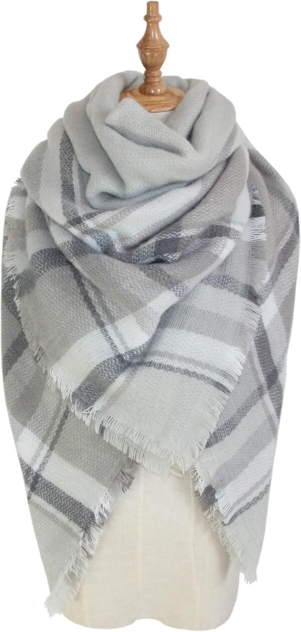 Women's Plaid Scarf Blanket Wrap Oversized Chunky Scarves Tartan Shawls - Image 2