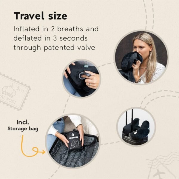 Inflatable Neck Pillow - Adjustable and Compact Travel Pillow, Ultimate Comfort for Long Flights, Airplane Pillow with Detachable Hood - Your Essential Travel Companion - Image 6