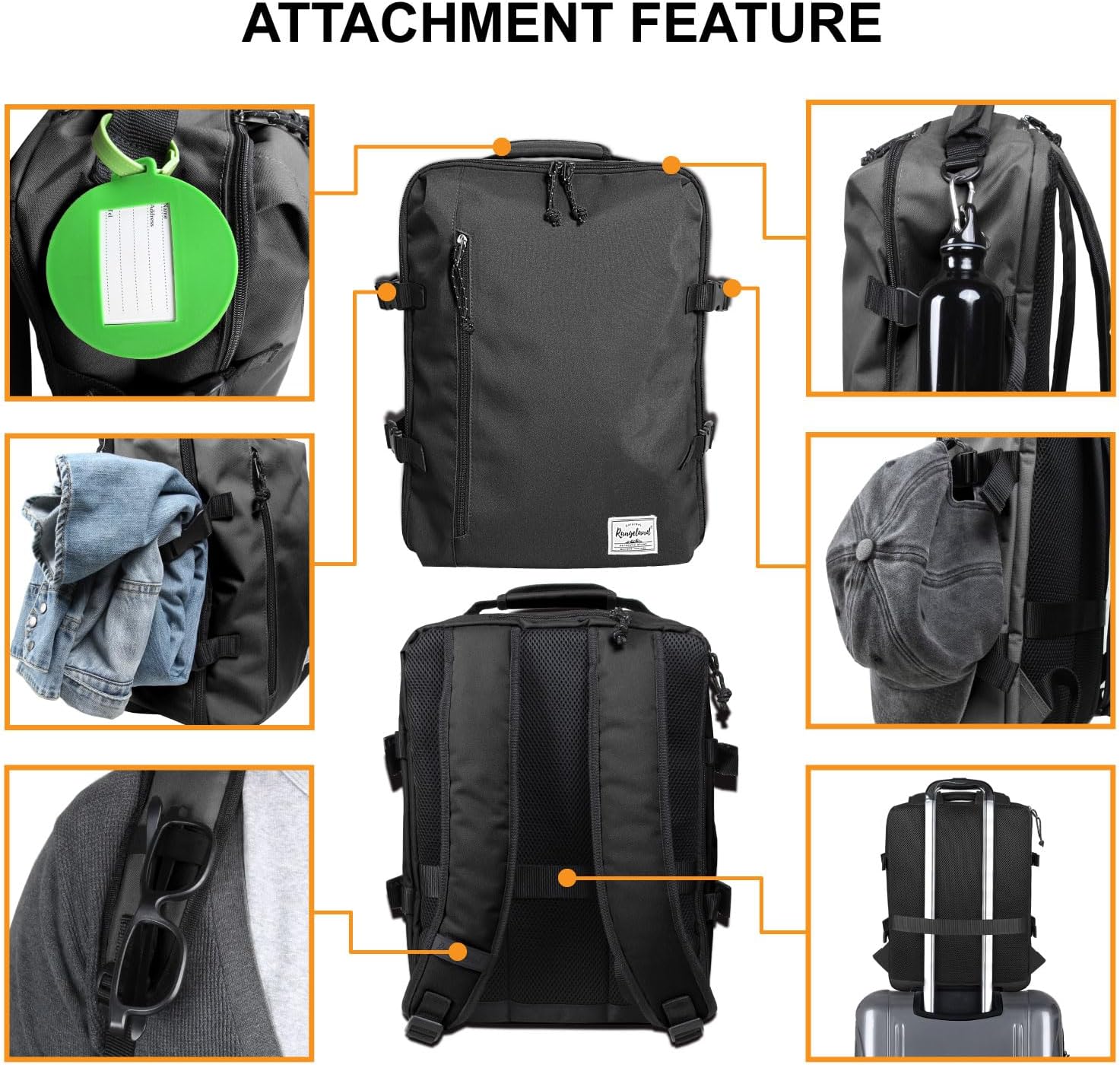 New Business Trip Backpack 21L Flight Approved Carry on Daypack 15-inch Laptop Notebook, Travel Commute Gym Sport, All Black - Image 4