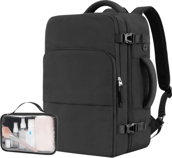 Beraliy Travel Backpack for Men Women, Personal Item Bag for Airlines, Carry On Backpack,16inch Laptop Backpack, Durable Backpack for Hiking College Work Gym Weekender Bag, Black