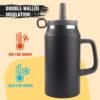 50oz Tumbler with Handle and Straw, Stainless Steel Vacuum Insulated Water Bottle, Double Wall Reusable Travel Mug, Iced Water or Coffee, BPA-Free, Large water bottles, Black - Image 4