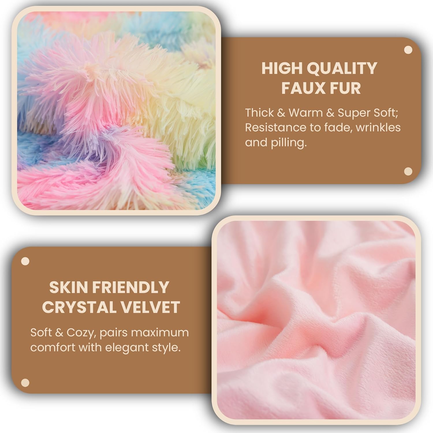 MEGO Fluffy Travel Blanket Pillow, Tie Dye Plush Velvet Airplane Compact Travel Blanket with Bag, 2 in 1 Faux Fur Travel Blankets with Luggage Backpack for Flight (50 x 60 Inch, Rainbow - Image 5
