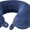 Brookstone Memory Foam Travel Neck Pillow for Vacations, Airplanes, Trains, Buses, and Cars, Blue - Image 3