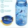 Kids Water Bottle for School or Travel, 20 Oz 2 Pack Durable Plastic Water Bottle with Silicone Straw and Pop-Up Spout Cover, BPA Free & Dishwasher Safe(Rocket & Ocean Animals) - Image 4