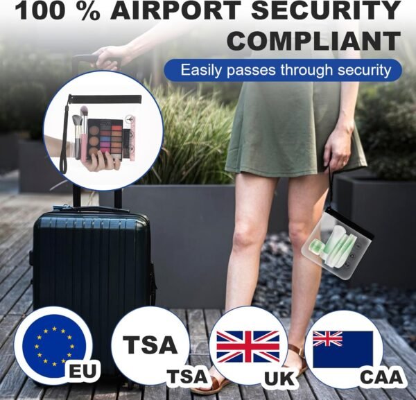 Clear Travel Toiletry Bag, Airport Security Liquids Bags TSA Approved Waterproof Security Toiletry Bag Hand Luggage Liquids Wash Bags Travel Accessorie Holiday Essentials for Women Men 20X20 cm - Image 5