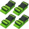 Luggage Straps for Suitcases (Green, 4 PK), Premium Nylon Belts for Luggage Security, Heavy-Duty w/Adjustable Length (46”-78”) for Suitcase, Briefcase, Backpack & Travel Bag by BlueCosto