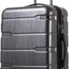 Coolife Luggage Expandable(only 28") Suitcase PC+ABS Spinner Built-In TSA lock 20in 24in 28in Carry on (Charcoal., M(24in).)