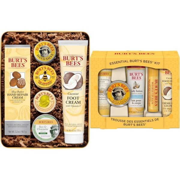 Burt's Bees Easter Basket Stuffers, Classics Gifts Set, 6 Products in Giftable Tin – Cuticle Cream & Easter Basket Stuffers, Essential Everyday Beauty Gifts Set, 5 Travel Size Products