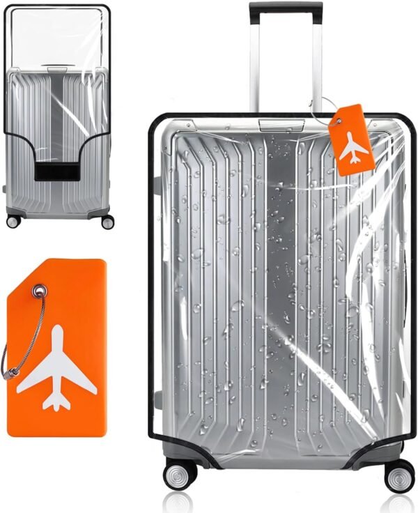 Clear Luggage Cover, 20 Inch Travel Suitcase Cover, Luggage Cover Protector Tsa Approved Fully Transparent Waterproof Dustproof Anti-Scratch(16.93" H x 13.78" L x 9.45" W)