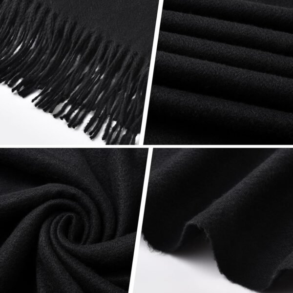 Womens Winter Scarf - Fashion Scarf Shawl with Cashmere Feel, Warm Soft Blanket Scarf Pashmina Shawl and Wrap, Travel Office Winter Wedding, Evening Dresses Large Scarves gifts for women, Black - Image 6
