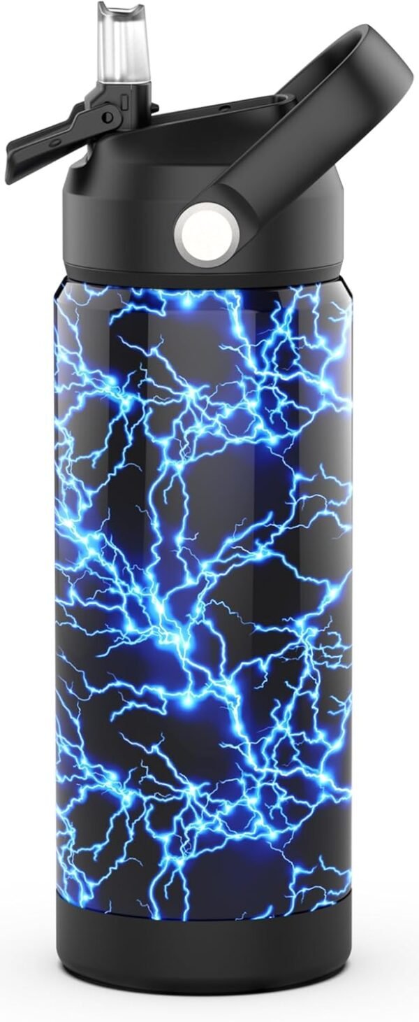 Kids Insulated Water Bottle with Straw,18oz Kids Cups with Stainless Steel Leak Proof for School Boys Girls（Lightning-18） - Image 7