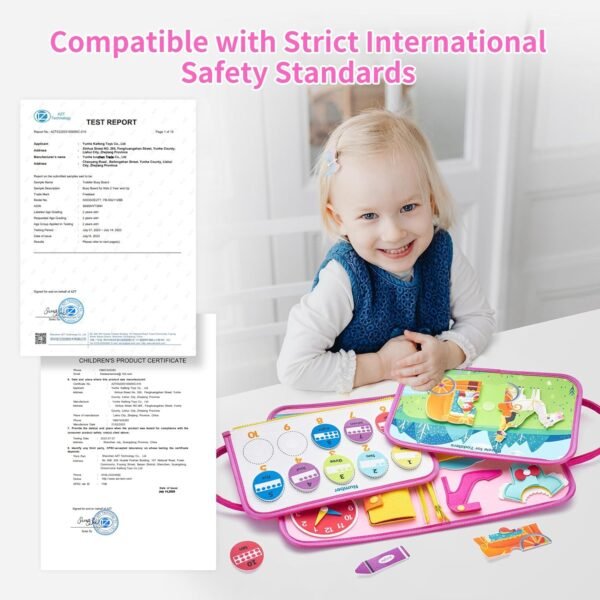 Freebear Busy Board Toddler Travel Toys Quiet Book Sensory Toys for Toddlers 1 2 3 4, Montessori Toys for Toddler Activities Board, Educational Toys for 3 4 Year Old Girls Boys Gift, Princess - Image 4