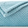 NEWCOSPLAY Super Soft Throw Blanket Light Blue Premium Silky Flannel Fleece Leaves Pattern Lightweight Bed Blanket All Season Use (Light Blue, Throw(40"x50"))