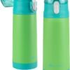 Bentology Stainless Steel 13oz Insulated Kids Water Bottle w Built In Straw- Easy to Open, Reusable BPA-Free, Fits in Most Lunch Boxes for Boys, Girls, School, Sports, Camp- Keep Drink Cold All Day