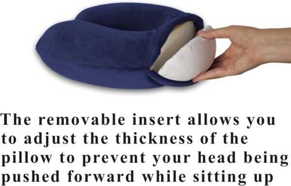 Memory Foam Neck Pillow - Adjustable Thickness for Best Comfort, Dark Blue - Image 2