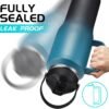 32oz Insulated Water Bottle Tumbler - with Straw & Spout Lid, Strap Carrier Bag, Cold-48H & Hot-24H, Stainless Steel Travel Cup with Handle, Reusable Slim Metal Water Bottle for Car Travel Cycle Gym - Image 6