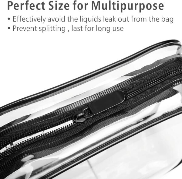 PACKISM TSA Approved Toiletry Bag - Clear Makeup Bag Waterproof Quart Size Bag, Travel Makeup Cosmetic Bag for Women, Carry on Airport Airline Compliant Bag, 3 Pack - Image 4