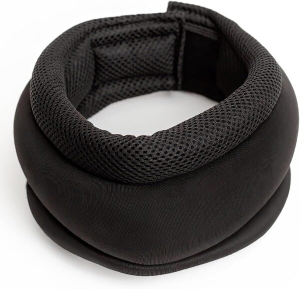 Patented Travel Neck Pillow - Premium Soft Neck Support & Comfort for Sleeping on Airplanes & Cars- Memory Foam Shoulder & Neck Roll - Long Flight International Airplane Travel Pillow (Black) - Image 3