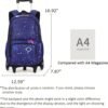 GLOOMALL Starry Sky Kids Trolley Rolling Backpack Primary School Bookbag with Wheels Travel Luggage (Deep Blue Starry Sky) - Image 3