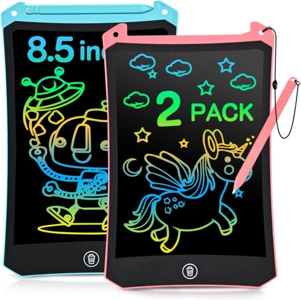LCD Writing Tablet, 2 Pack Toddler Kids Toys, 8.5 Inch Doodle Board Drawing Pad, Travel Essentials Kids Games, Back to School Supplies Toys Birthday Gifts for Girls Boys Age 3-8