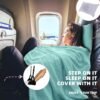 4 in 1 Travel Blanket and Pillow Set with Airplane Footrest - 350 GSM Thick Travel Blanket Airplane Compact with Bag, Inflatable Pillow, Foot Hammock for Plane Travel (Green) - Image 2