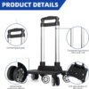 Backpack Trolley, Wheeled Folding Luggage Travel Cart Aluminum -Roller Carrier for Backpack/Schoolbag/Boxes(5 Wheels Detachable) - Image 3