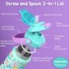 Fimibuke Kids Insulated Water Bottle with Pop-Open Straw & Spout 2-in-1 Lid, 14oz Leak Proof 18/8 Stainless Steel Vacuum Tumbler, BPA-Free Kids Cup For Travel School Girls Boys Toddler 2Pack - Image 2