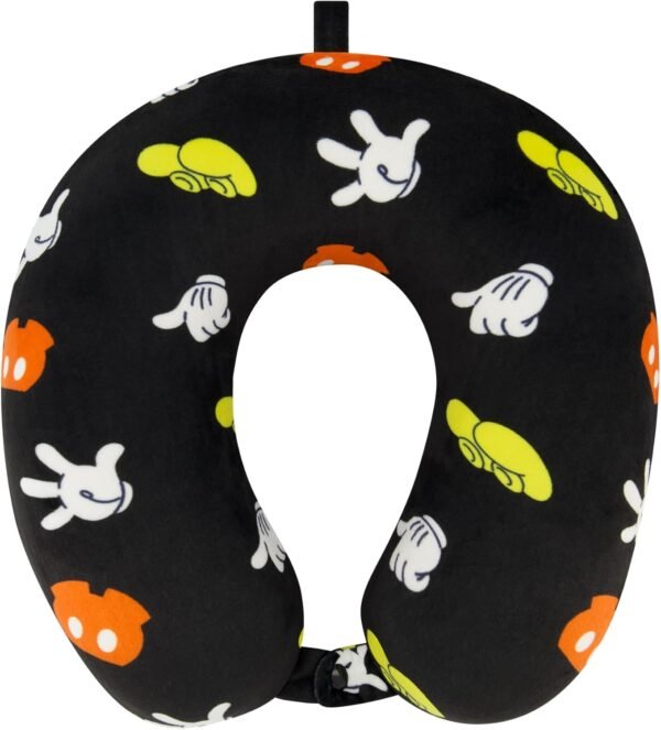 Disney Mickey Mouse Neck Pillow, All Over Print Memory Foam Travel Accessories for Airplane, Car, and Office, Comfortable and Breathable, Black - Image 2