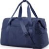 BAGSMART Gym Bag for Women, Carry on Weekender Overnight Bag, Travel Duffel Bags with Trolley Sleeve, Personal Item Travel Bag Tote Bag Workout Dance Bag, Dark Blue