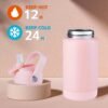 Kerilyn 12oz Kids Insulated Water Bottle, Leak-proof Toddler Cup With Straws Lids, Kids Water Bottles For School Boys Girls, Stainless Steel Vacuum Insulated Bottle For Kids, BPA Free, Pink - Image 4