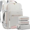 LOVEVOOK Carry on Travel Backpack, 40L Waterproof Large 17inch Laptop Luggage Daypack as Personal Item Flight Approved, Business Weekender Overnight with 3 Packing Cubes, Grey