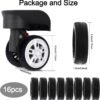 Luggage Wheel Covers, 16pcs Silicone Suitcase Wheel Protectors, Anti-Noise Wheel Protection Cover for 2-2.6 inchs 8 Spinner Wheel Suitcases, Wear-Resistant(Black) (Black) - Image 2