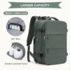 Large Travel Backpack For Women Men, Carry On Backpack,Hiking Backpack Waterproof Outdoor Sports Rucksack Casual Daypack Fit 15.6 Inch Laptop with USB Charging Port Shoes Compartment Olive Green EX - Image 3