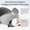 JSELF Travel Pillow, Memory Foam Travel Neck Pillow for Airplanes, Double Support to The Neck, Head, and Chin, 360º Ergonomic Design Full Neck Surround Pillow for Office, Airplanes & Car (Gray) - Image 3