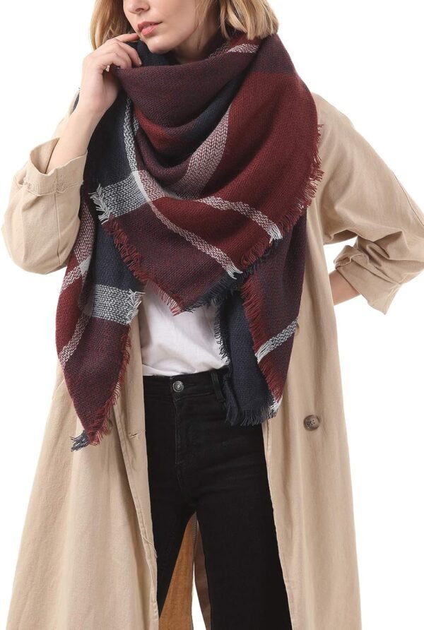 Century Star Womens Winter Scarf Fall Plaid Scarf Knit Oversized Large Triangle Scarf for Women Warm Shawl Wrap - Image 6
